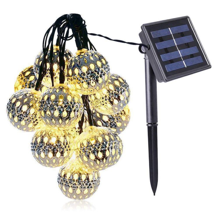 Guirlande lumineuse solaire d'extérieur étanche à 20 LED, boule marocaine, féerique