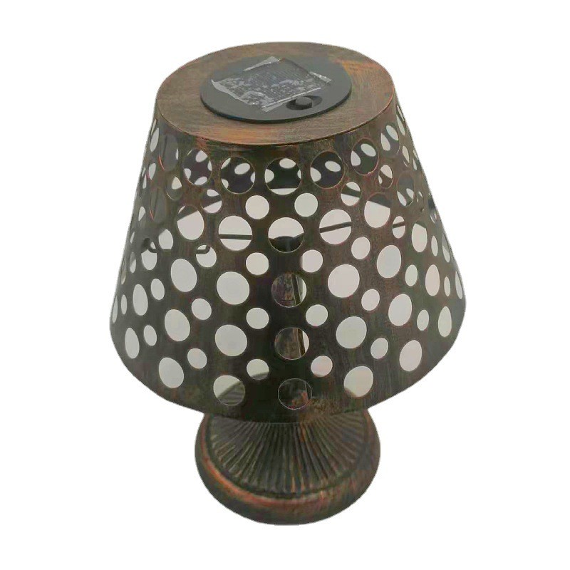 Lampe de table solaire à motif de points en métal étanche pour l'extérieur