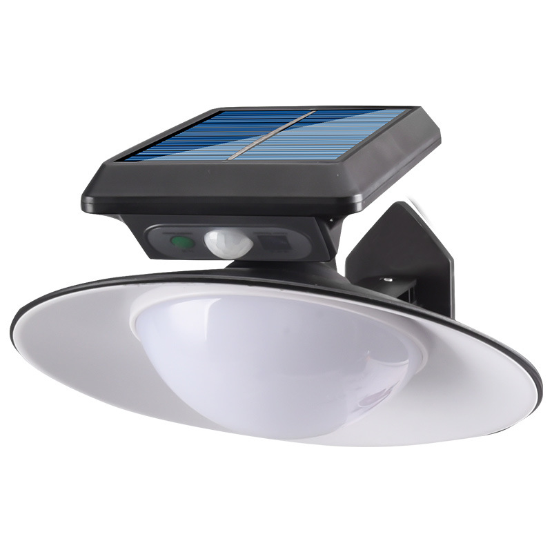 Lampe de jardin solaire circulaire avec capteur étanche extérieur, mèche à 42 LED